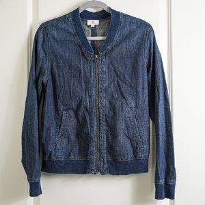 ADRIANO GOLDSCMIED Women’s Light Denim-Style Blue Bomber Jacket, Medium